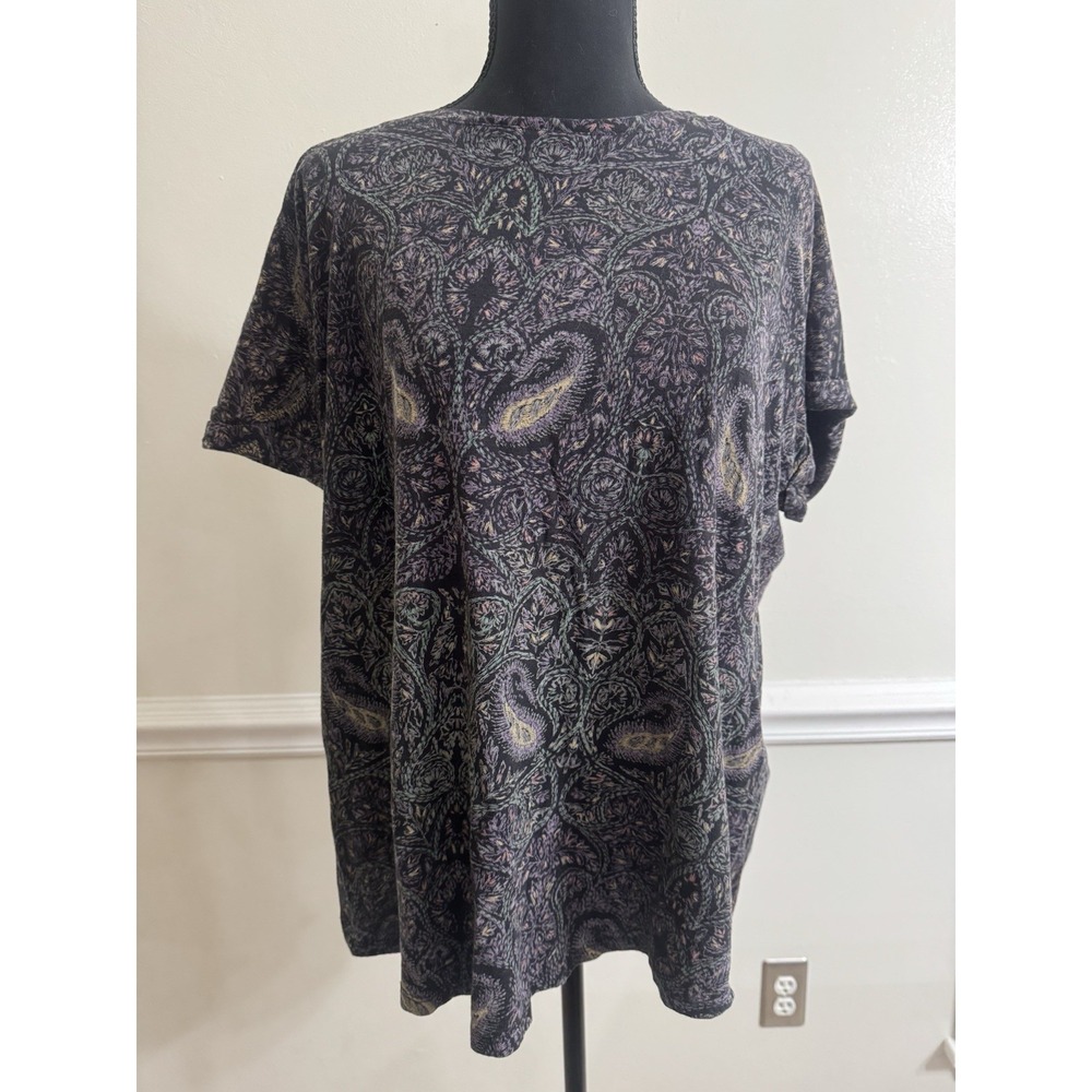 Lucky‎ Brand Top Womens Small Blue Floral Print Boho Long Sleeve Blouse Casual